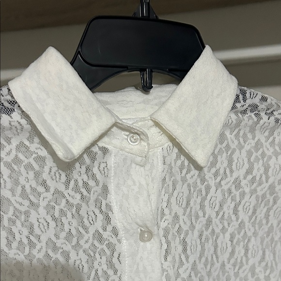 Worthington White Lace Button-Up Blouse - Picture 5 of 8